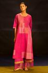 Buy Banana Labs Fuchsia Cotton Round Neck Patchwork Straight Kurta And Palazzo Set Online at Aza Fashions Buy_Banana Labs_Fuchsia Cotton Round Neck Patchwork Straight Kurta And Palazzo Set _Online_at_Aza_Fashions