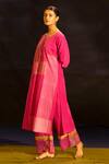 Shop Banana Labs Fuchsia Cotton Round Neck Patchwork Straight Kurta And Palazzo Set Online at Aza Fashions Shop_Banana Labs_Fuchsia Cotton Round Neck Patchwork Straight Kurta And Palazzo Set _Online_at_Aza_Fashions