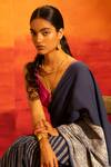 Buy Banana Labs Navy Cotton, Crinkle Saree Online at Aza Fashions Buy_Banana Labs_Navy Cotton, Crinkle Saree _Online_at_Aza_Fashions