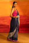 Banana Labs Navy Cotton, Crinkle Saree at Aza Fashions Banana Labs_Navy Cotton, Crinkle Saree _at_Aza_Fashions