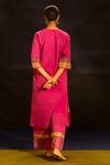 Shop Banana Labs Fuchsia Cotton Round , Keyhole Striped Kurta And Palazzo Set at Aza Fashions Shop_Banana Labs_Fuchsia Cotton Round , Keyhole Striped Kurta And Palazzo Set _at_Aza_Fashions