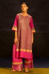 Buy Banana Labs Fuchsia Cotton Round , Keyhole Striped Kurta And Palazzo Set at Aza Fashions Buy_Banana Labs_Fuchsia Cotton Round , Keyhole Striped Kurta And Palazzo Set _at_Aza_Fashions