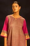 Buy Banana Labs Fuchsia Cotton Round , Keyhole Striped Kurta And Palazzo Set Buy_Banana Labs_Fuchsia Cotton Round , Keyhole Striped Kurta And Palazzo Set