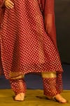 Banana Labs Maroon Kota Doria, Cotton Mandarin Collar Polka Pattern Kurta Palazzo Set at Aza Fashions Banana Labs_Maroon Kota Doria, Cotton Mandarin Collar Polka Pattern Kurta Palazzo Set _at_Aza_Fashions