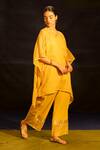 Buy Banana Labs Mustard Kota Doria, Cotton V-neck Kaftan Palazzo Set Online at Aza Fashions Buy_Banana Labs_Mustard Kota Doria, Cotton V-neck Kaftan Palazzo Set _Online_at_Aza_Fashions