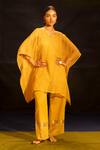 Buy Banana Labs Mustard Kota Doria, Cotton V-neck Kaftan Palazzo Set at Aza Fashions Buy_Banana Labs_Mustard Kota Doria, Cotton V-neck Kaftan Palazzo Set _at_Aza_Fashions