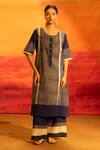 Buy Banana Labs Navy Cotton Round Neck Striped Kurta And Palazzo Set at Aza Fashions Buy_Banana Labs_Navy Cotton Round Neck Striped Kurta And Palazzo Set _at_Aza_Fashions