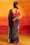 Shop Banana Labs Navy Cotton, Crinkle V-neck Striped Saree And Blouse Set at Aza Fashions Shop_Banana Labs_Navy Cotton, Crinkle V-neck Striped Saree And Blouse Set _at_Aza_Fashions