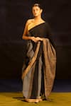 Buy Banana Labs Black Cotton, Crinkle Zari Striped Pattern Saree at Aza Fashions Buy_Banana Labs_Black Cotton, Crinkle Zari Striped Pattern Saree _at_Aza_Fashions