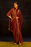 Buy Banana Labs Maroon Kota Doria, Cotton, Crinkle Zari, Foil Striped Blouse And Dotted Saree Set at Aza Fashions Buy_Banana Labs_Maroon Kota Doria, Cotton, Crinkle Zari, Foil Striped Blouse And Dotted Saree Set _at_Aza_Fashions