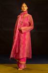 Buy Banana Labs Pink Kota Doria, Cotton Zari V-neck Woven Wave Pattern Kurta Palazzo Set Online at Aza Fashions Buy_Banana Labs_Pink Kota Doria, Cotton Zari V-neck Woven Wave Pattern Kurta Palazzo Set _Online_at_Aza_Fashions