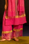 Buy Banana Labs Pink Cotton, Kota Doria Foil Printing, Zari Round Striped Kurta Palazzo Set Online Buy_Banana Labs_Pink Cotton, Kota Doria Foil Printing, Zari Round Striped Kurta Palazzo Set _Online