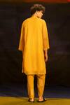 Shop Banana Labs Mustard Kota Doria, Cotton Printed Kurta And Pant Set at Aza Fashions Shop_Banana Labs_Mustard Kota Doria, Cotton Printed Kurta And Pant Set _at_Aza_Fashions