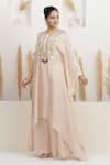 Buy_BAIDEHI_Pink Bemberg, Silk Beads, Sequins, Pearls, Zari Embroidered Kaftan And Palazzo Set _Online_at_Aza_Fashions