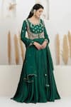 BAIDEHI_Green Bemberg, Silk, Organza Embroidery, Beads, Pearls, Dabka Anarkali Set _Online_at_Aza_Fashions
