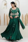 Buy_BAIDEHI_Green Bemberg, Silk, Organza Embroidery, Beads, Pearls, Dabka Anarkali Set _Online_at_Aza_Fashions