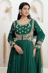 Shop_BAIDEHI_Green Bemberg, Silk, Organza Embroidery, Beads, Pearls, Dabka Anarkali Set _Online_at_Aza_Fashions