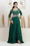Buy_BAIDEHI_Green Bemberg, Silk, Organza Embroidery, Beads, Pearls, Dabka Anarkali Set 