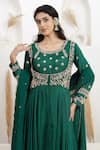BAIDEHI_Green Bemberg, Silk, Organza Embroidery, Beads, Pearls, Dabka Anarkali Set _Online
