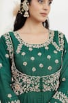 Buy_BAIDEHI_Green Bemberg, Silk, Organza Embroidery, Beads, Pearls, Dabka Anarkali Set _Online