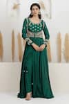 Shop_BAIDEHI_Green Bemberg, Silk, Organza Embroidery, Beads, Pearls, Dabka Anarkali Set _Online