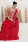 Buy BAIDEHI Red Georgette Sequins, Pearls, Zari Round Cutdana Embroidered Draped Saree Gown Online at Aza Fashions Buy_BAIDEHI_Red Georgette Sequins, Pearls, Zari Round Cutdana Embroidered Draped Saree Gown _Online_at_Aza_Fashions