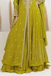BAIDEHI_Green Georgette Beads, Pearls, Sequins Layered Embroidered Anarkali With Dupatta _at_Aza_Fashions