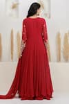 Shop_BAIDEHI_Red Georgette Beads, Pearls, Sequins, Double Layered Anarkali With Dupatta _at_Aza_Fashions
