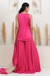 Shop_BAIDEHI_Fuchsia Satin, Silk, Georgette, Organza Sequins, Beads, Pearls, Kurta Set _at_Aza_Fashions