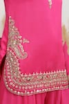 Shop_BAIDEHI_Fuchsia Satin, Silk, Georgette, Organza Sequins, Beads, Pearls, Kurta Set 