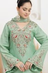 Shop_BAIDEHI_Mint Bemberg, Silk, Organza Sequins, Beads, Pearls, Dabka And Kurta Sharara Set _Online_at_Aza_Fashions