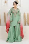 Shop_BAIDEHI_Mint Bemberg, Silk, Organza Sequins, Beads, Pearls, Dabka And Kurta Sharara Set 