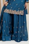 Buy_BAIDEHI_Blue Bemberg, Silk, Organza Sequins, Beads, Pearls, Kurta Sharara Set 