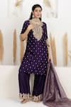 BAIDEHI_Purple Bemberg, Silk, Organza, Tissue Sequins, Pearls, Embroidery And Kurta Set _Online_at_Aza_Fashions
