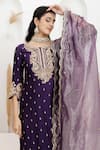 Shop_BAIDEHI_Purple Bemberg, Silk, Organza, Tissue Sequins, Pearls, Embroidery And Kurta Set _Online_at_Aza_Fashions