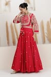 BAIDEHI_Fuchsia Dupion, Silk, Crepe Cut Work, Pearls, Zardozi Anarkali With Dupatta _Online_at_Aza_Fashions