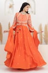 Buy_BAIDEHI_Orange Dupion, Silk, Crepe Pearls, Embroidery Dabka Anarkali With Dupatta _at_Aza_Fashions