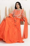 BAIDEHI_Orange Dupion, Silk, Crepe Pearls, Embroidery Dabka Anarkali With Dupatta _Online_at_Aza_Fashions