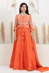 Buy_BAIDEHI_Orange Dupion, Silk, Crepe Pearls, Embroidery Dabka Anarkali With Dupatta _Online_at_Aza_Fashions