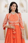 BAIDEHI_Orange Dupion, Silk, Crepe Pearls, Embroidery Dabka Anarkali With Dupatta _at_Aza_Fashions