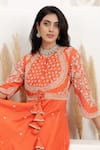 Shop_BAIDEHI_Orange Dupion, Silk, Crepe Pearls, Embroidery Dabka Anarkali With Dupatta 