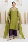 Buy_BAIDEHI_Green Silk, Bemberg, Organza Gota Patti, Sequins, Embroidered Kurta Salwar Set _at_Aza_Fashions