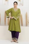 Buy_BAIDEHI_Green Silk, Bemberg, Organza Gota Patti, Sequins, Embroidered Kurta Salwar Set 