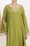 BAIDEHI_Green Silk, Bemberg, Organza Gota Patti, Sequins, Embroidered Kurta Salwar Set _Online