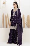 Shop_BAIDEHI_Purple Satin, Silk, Organza Beads, Sequins, Pearls, Embroidery And Kurta Set _Online_at_Aza_Fashions