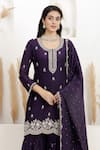 BAIDEHI_Purple Satin, Silk, Organza Beads, Sequins, Pearls, Embroidery And Kurta Set _at_Aza_Fashions