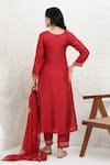 Shop_BAIDEHI_Red Silk, Organza Embroidery V-neck French Knot Kurta Set _at_Aza_Fashions