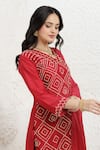 BAIDEHI_Red Silk, Organza Embroidery V-neck French Knot Kurta Set _at_Aza_Fashions