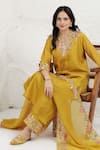 Buy_BAIDEHI_Mustard Silk, Organza Embroidery, Applique, Pitta And Work Straight Kurta Set 