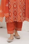 Buy_BAIDEHI_Orange Silk, Organza Embroidery V-neck French Knot Kurta Set _Online_at_Aza_Fashions